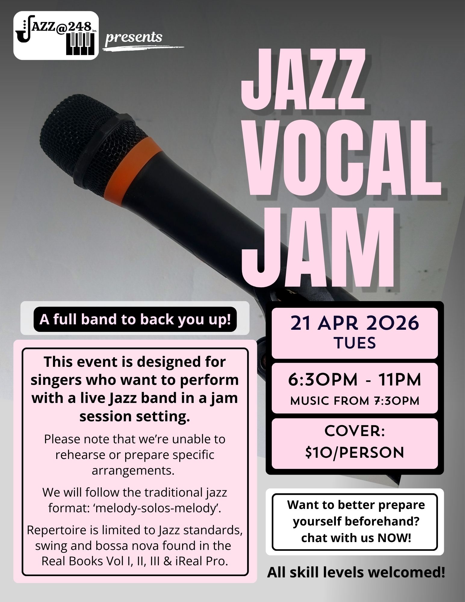 Jazz Vocal Jam event poster